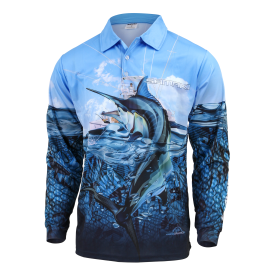 Samaki Black Marlin Long Sleeve Shirt - Kids