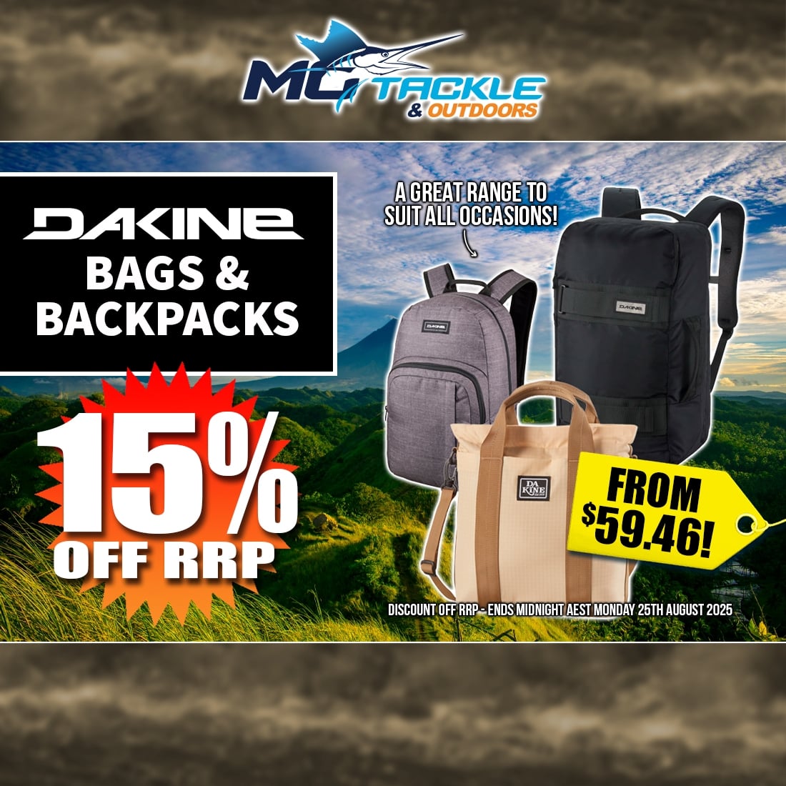 15% off Dakine Bags & Backpacks