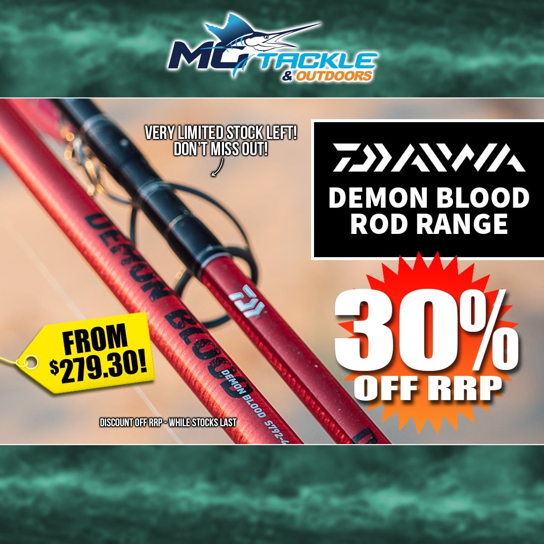 30% off DAIWA DEMON BLOOD ROD
