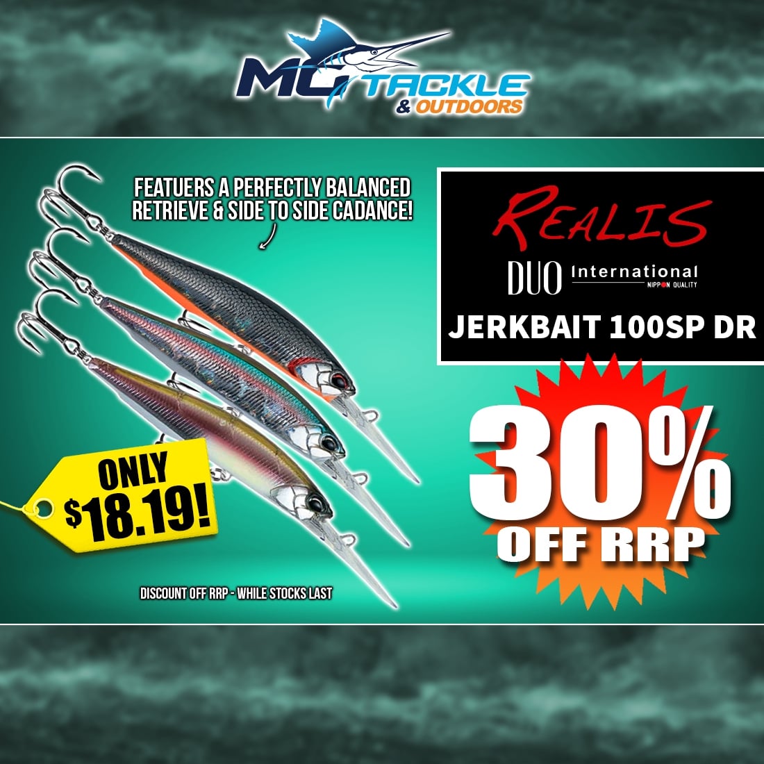 30% off DUO REALIS JERKBAIT 100SP DR