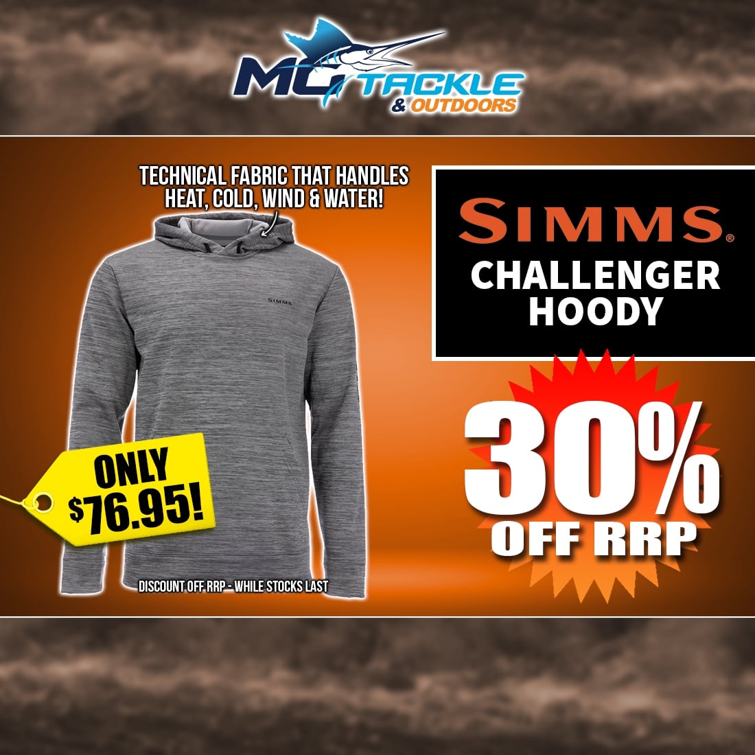 30% off SIMMS MENS CHALLENGER HOODY