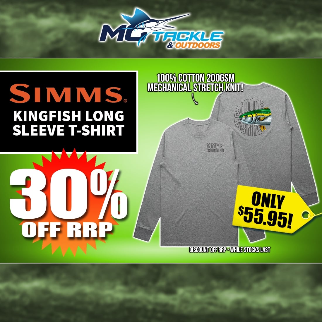 30% off SIMMS KINGFISH LONG SLEEVE T-SHIRT