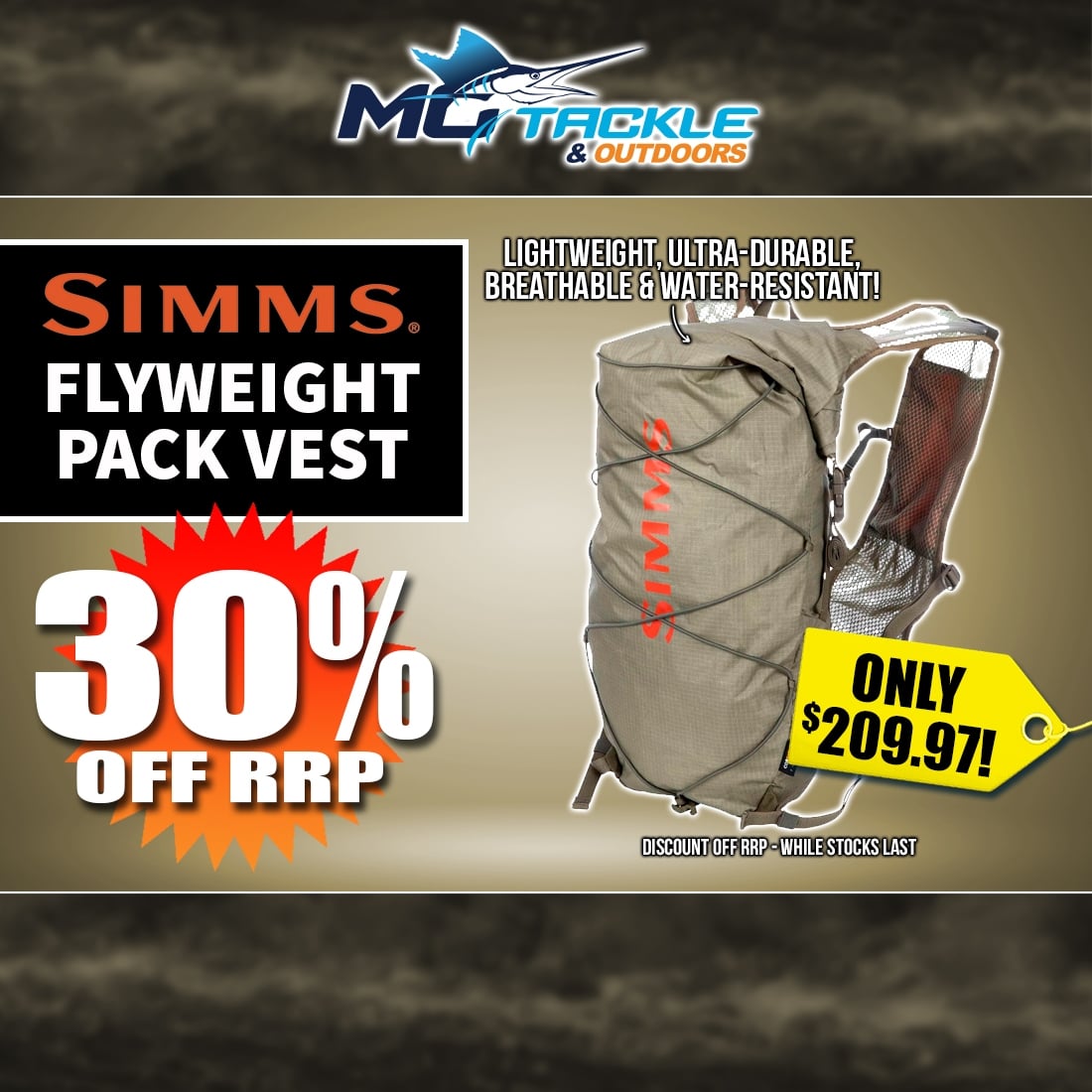 30% off SIMMS FLYWEIGHT PACK VEST