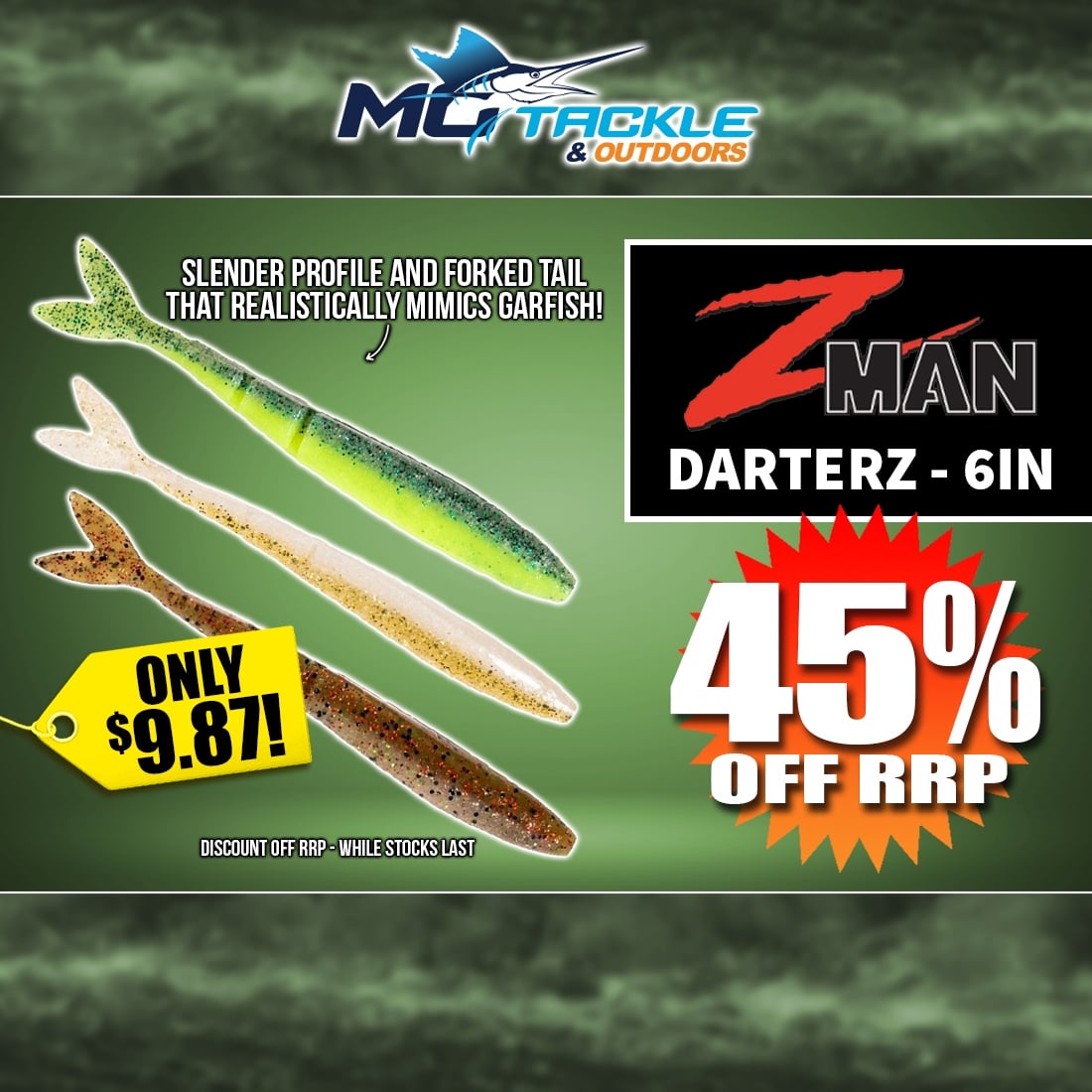 45% off Z-MAN DARTERZ 6 INCH LURE - CLEARANCE