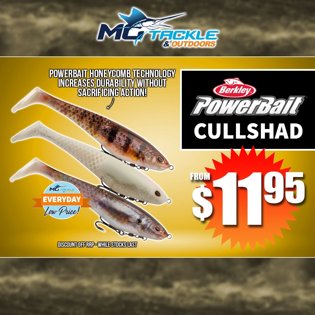 BERKLEY POWERBAIT CULLSHAD LURE from $11.95