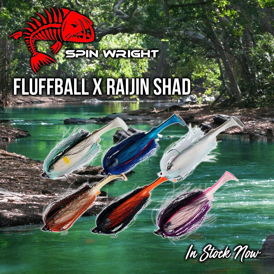 New - SPIN WRIGHT FLUFFBALL X RAIJIN SHAD LURE