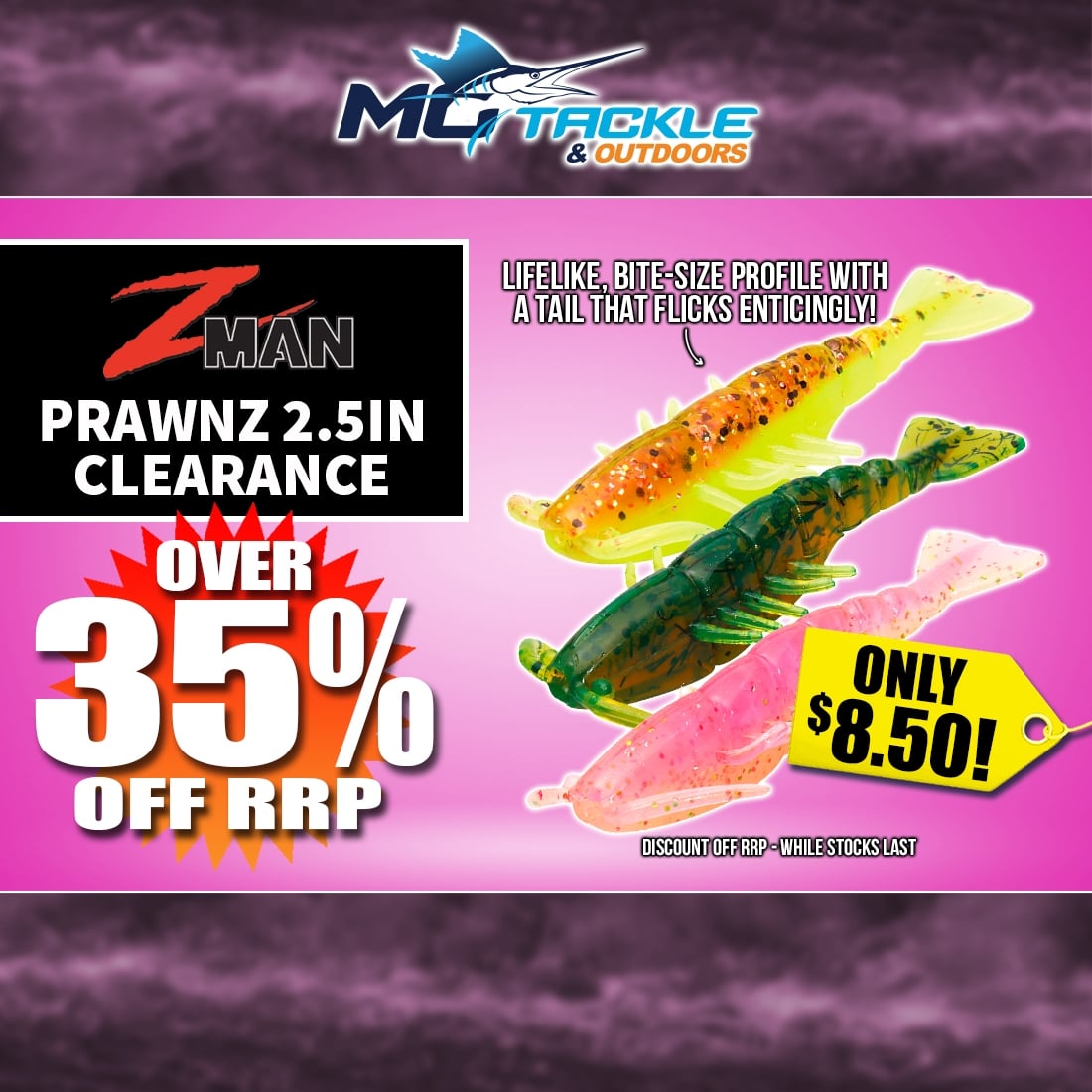 Z-MAN PRAWNZ LURE - CLEARANCE only $8.50